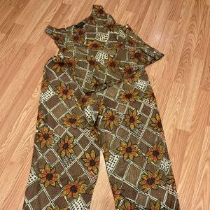 BRITISH KHAKI TOP (14 )PANT (10 )100%SILK LIGHTWEIGHT SOFT